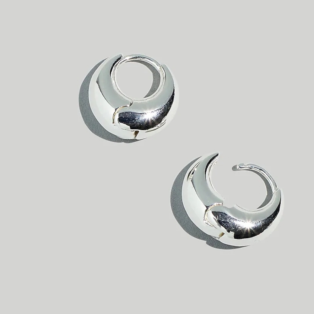 COPY - Madewell silver Puffy Hoop Earrings